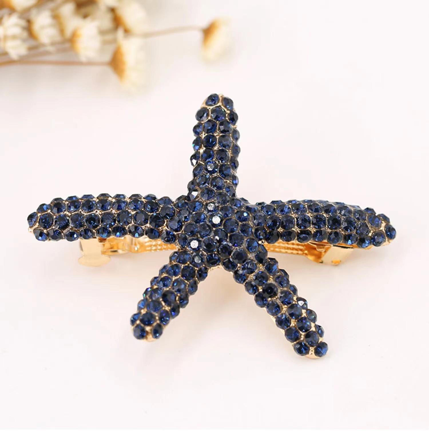 

Заколка для волос в виде морской звезды, заколка-пружинка со стразами, аксессуары для волос, заколка для волос, элегантный модный темпераментный зажим для волос для взрослых.