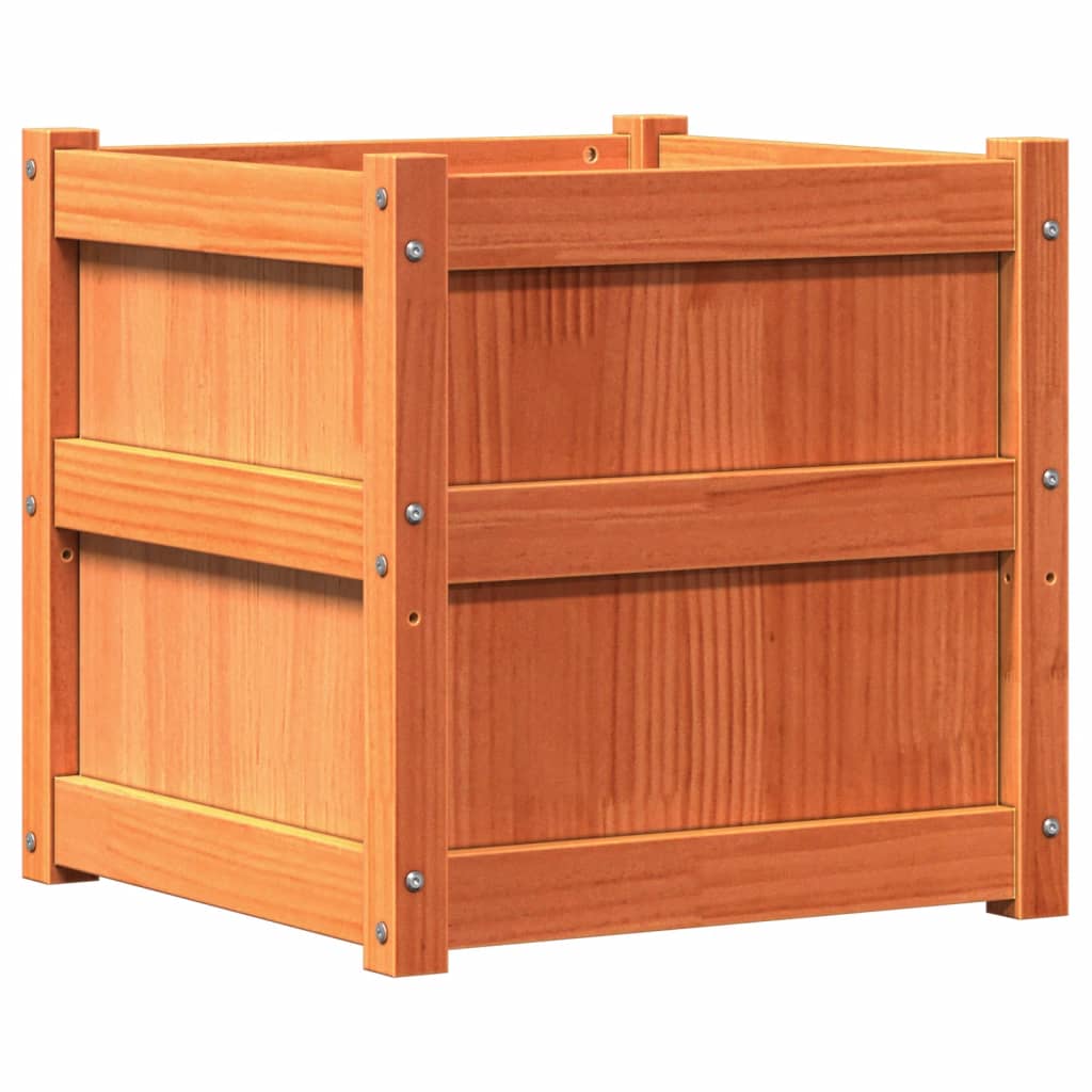 Planters 2 pcs Wax Brown Solid Pine Wood