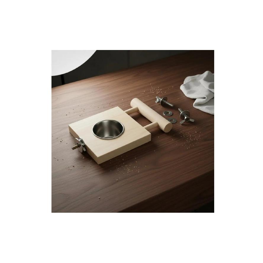 Stainless Steel Enclosure Feeder Cups Easy to Clean Enclosure Mount Feeding Station Avian Feeding Dish with Perch Sturdy &