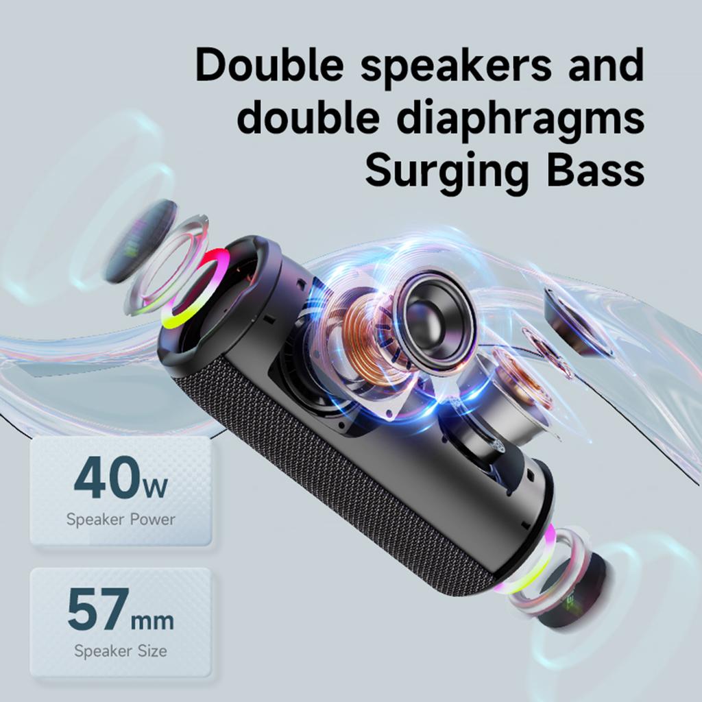 S49PRO Portable Wireless Speaker with 5.2 Technology IPX6 Waterproof Speakers HiFi Sound FM TF Card RGB Lighting Compact a