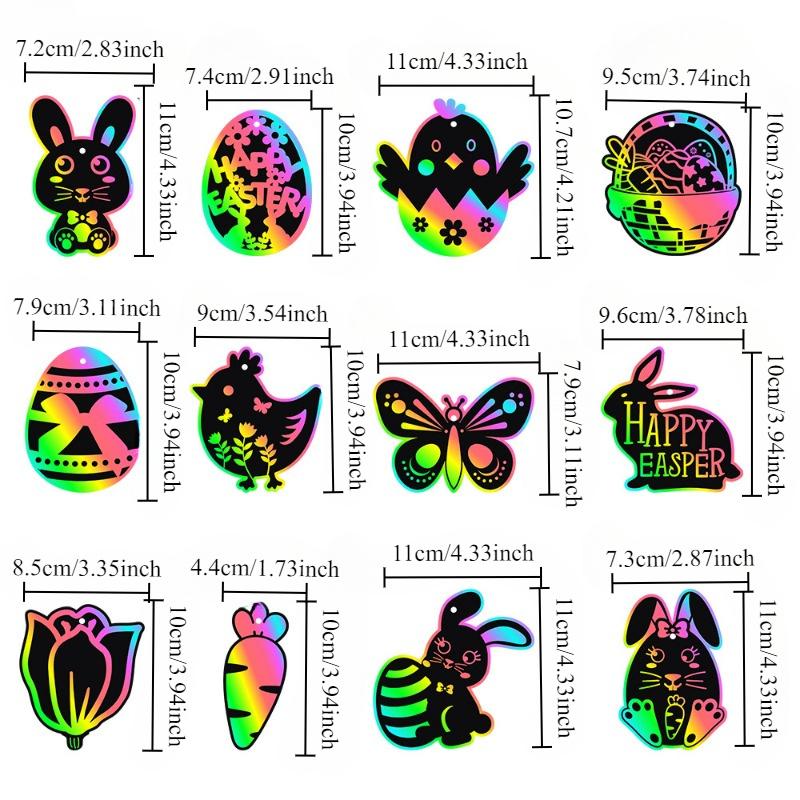 24pcs 2026 New Easter Party Scratch Paintings,Rabbit Festival Scratch Cards,Easter DIY Gift Decoration Hangtags,Home Decoration.
