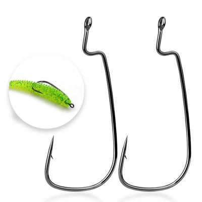 9KM DWLIFE Offset Worm 50 for Bass Texas High Carbon High Wide for Saltwater and Freshwater Fishing Hooks, Hooks, Fishing, Hooks, Steel, Toughness,