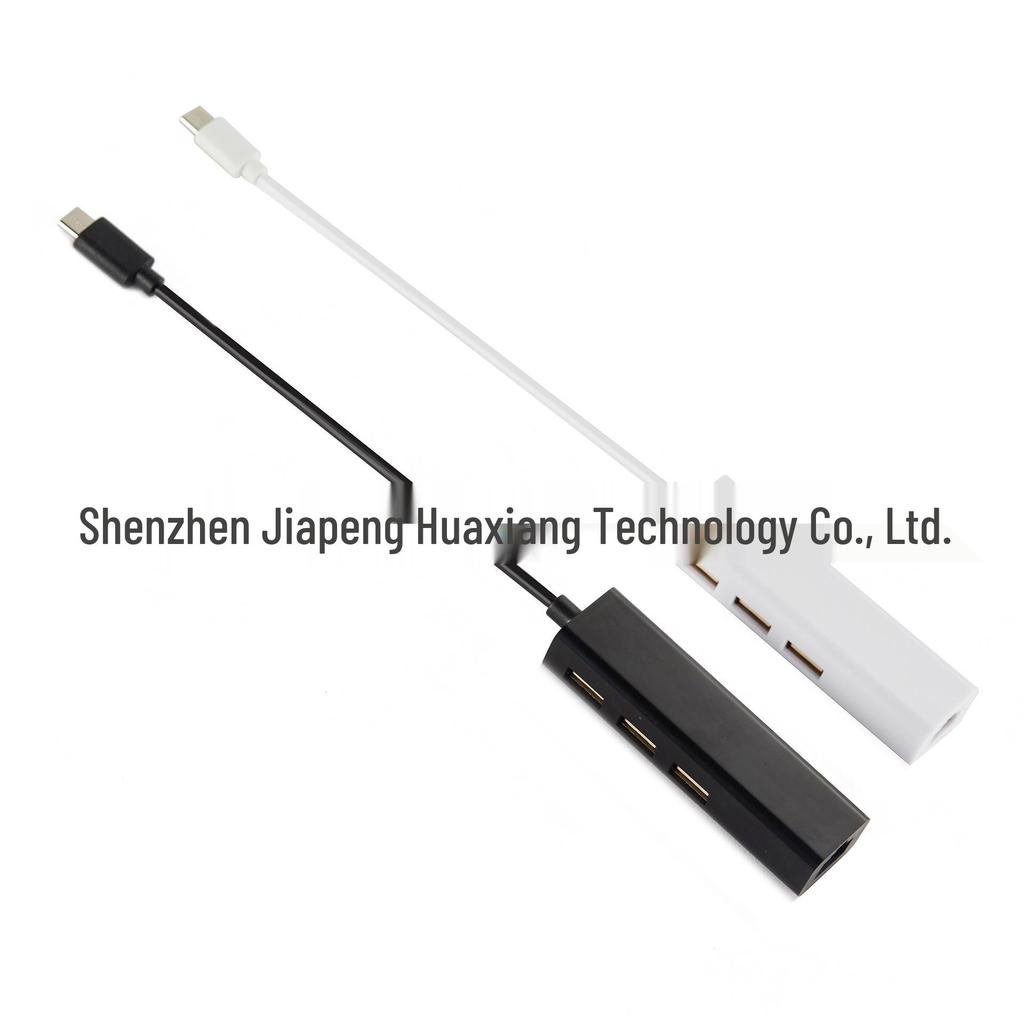 4-in-1 USB-C Hub with RJ45 100Mbps Network Converter for Laptops and Desktops