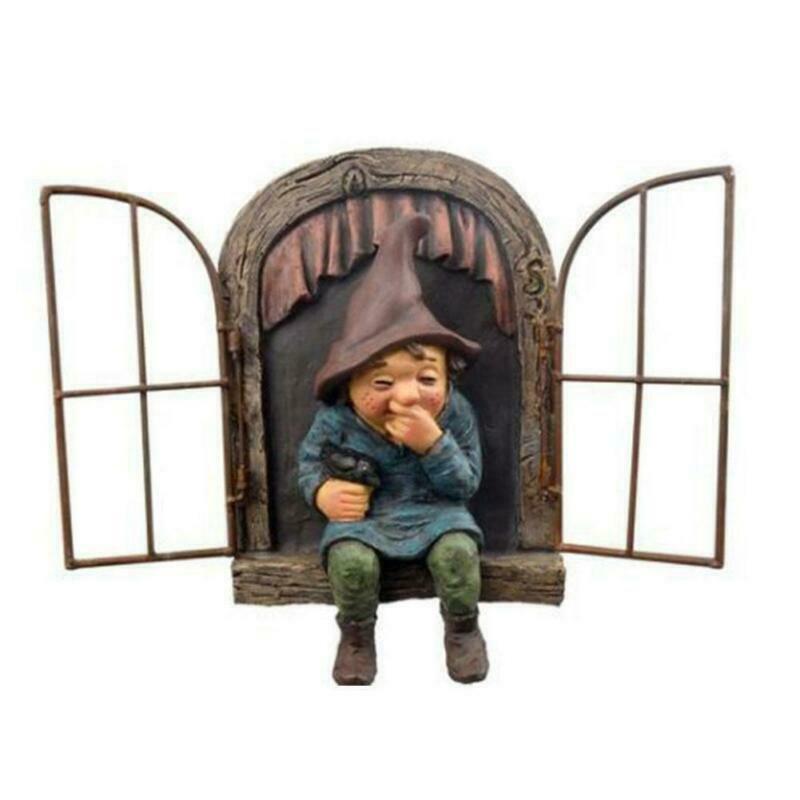 Naughty Garden Gnome Statue Elf Out The Door Tree Hugger Home Yard Decor