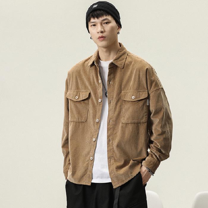 

Мужская свободная всесезонная повседневная рубашка 2023 года — молодежный тренд рабочей одежды M легкие хаки