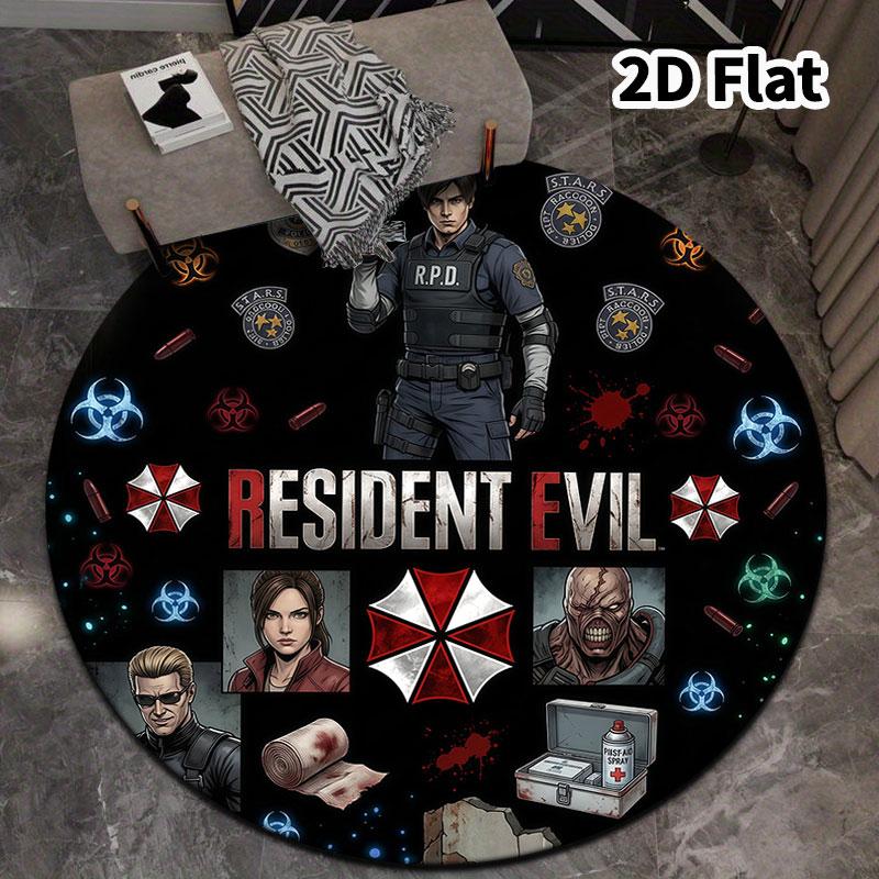 שטיח עגול Resident Evil שטיח לסלון חדר שינה ספה חדר משחקים עיצוב מחצלת רצפה מונעת החלקה