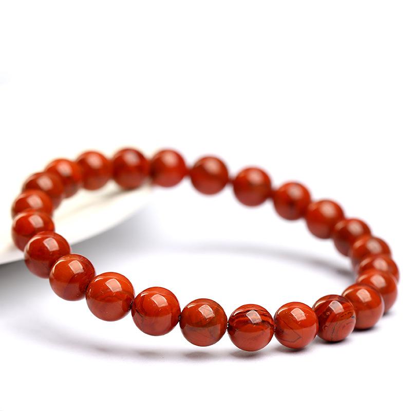 Hongchu Crystal Natural Ice-Flame Red Agate Bracelet Chuanliao Flame Southern Red Agate Round Bead Bracelet