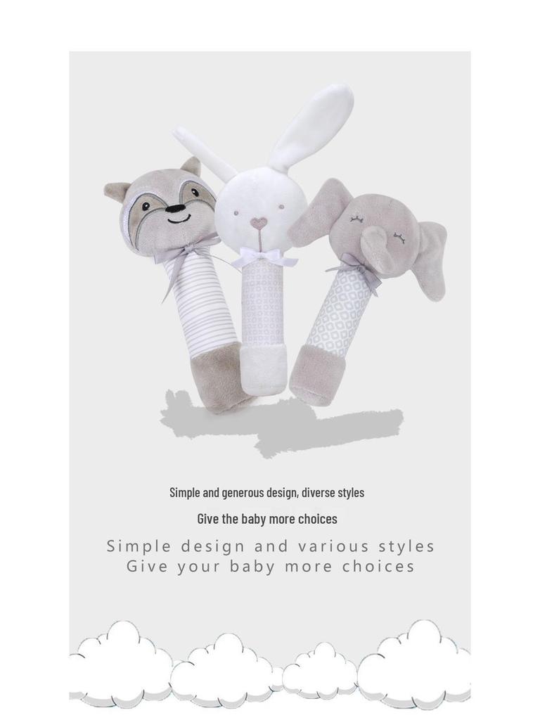 BBSKY Plush Animal Baby Rattle Stick – Hand Grip Toy for Infants