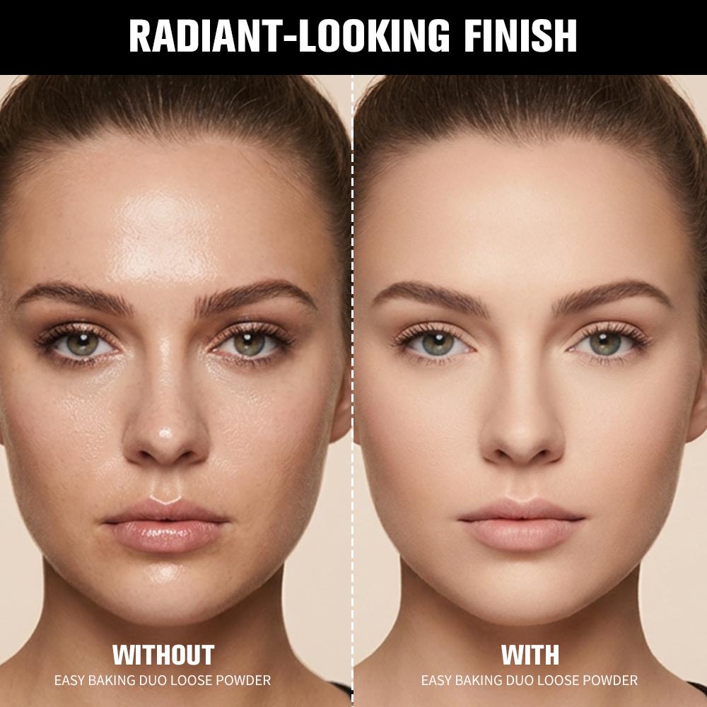 Xiaomi 2 In 1 Bake Loose Powder Brightening&Correcting Duo Brightening Correcting Blurred Pores Matte LongLasting Setting Powder Makeup
