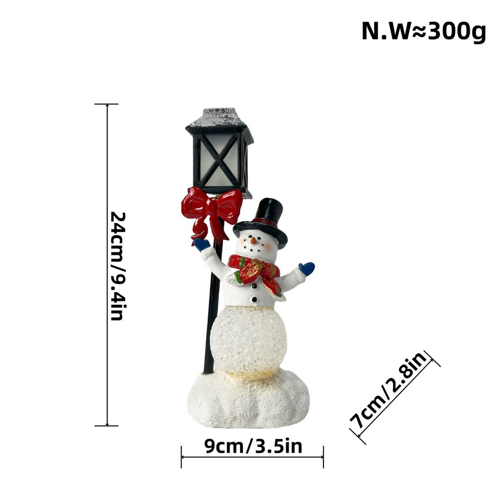Neue Weihnachtsmann-Ornamente Leuchtender Schneemann Kunstharz-Handwerk Desktop Weihnachtsatmosphären-Dekorationen