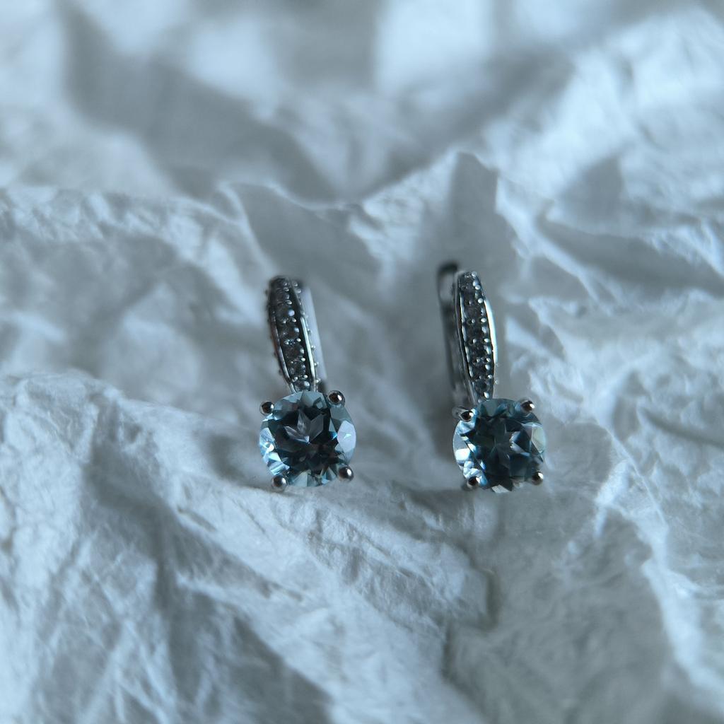 Серебряные серьги с натуральным топазом 2.482ct, фианитами (2212300)