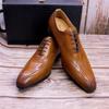 Leather Shoes Men's Leather, Pointed Men's Business Casual Shoes Brown Carved Oxford Shoes
