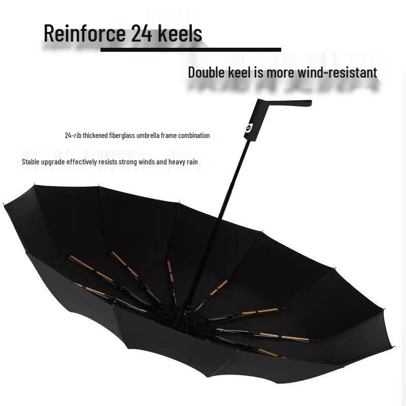 24-Rib Automatic Folding Umbrella for Women - Dual-Use Sun & Rain Protection, Strong & Durable