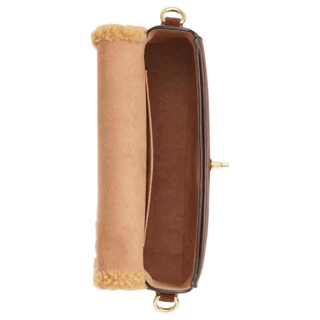 Coach Hadley 24 Abnehmbarer Griff Wildleder und Lammfell Leder Schultertasche Damen Schultertasche Vintage-Braun CDL68-IMYMY