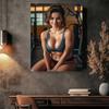 Fitness Art  Gym Wall Decor Strong Woman Portrait for Home Office Bar Cafe