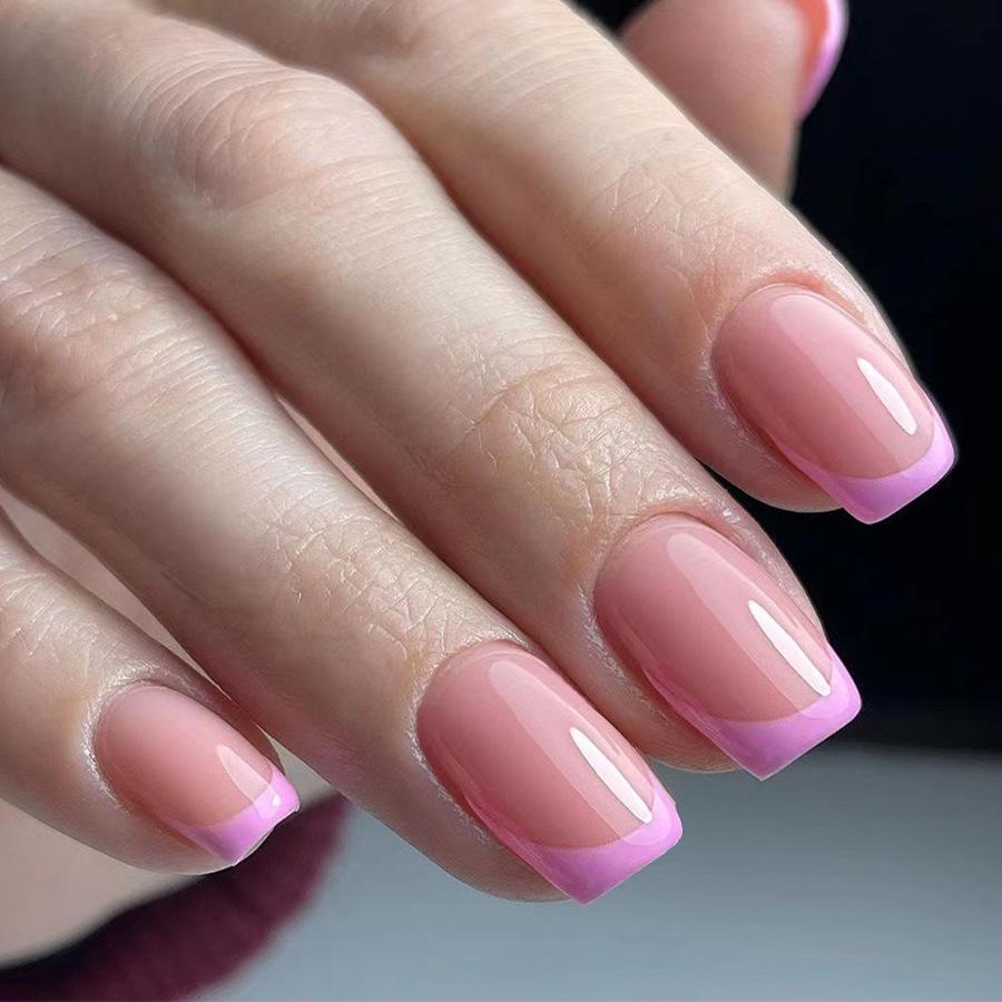 Unghie Finte Quadrate Rosa Nude Desiderio Puro Carine Versatili - 24 PZ Adesivi Indossabili