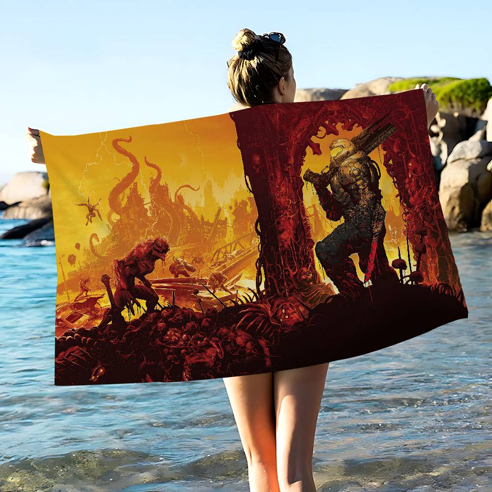 Game D-DoomS E-Eternal Microfiber Printed Beach Towel Mountain Climbing Yoga Beach Swimming Running Absorbent Soft Towel