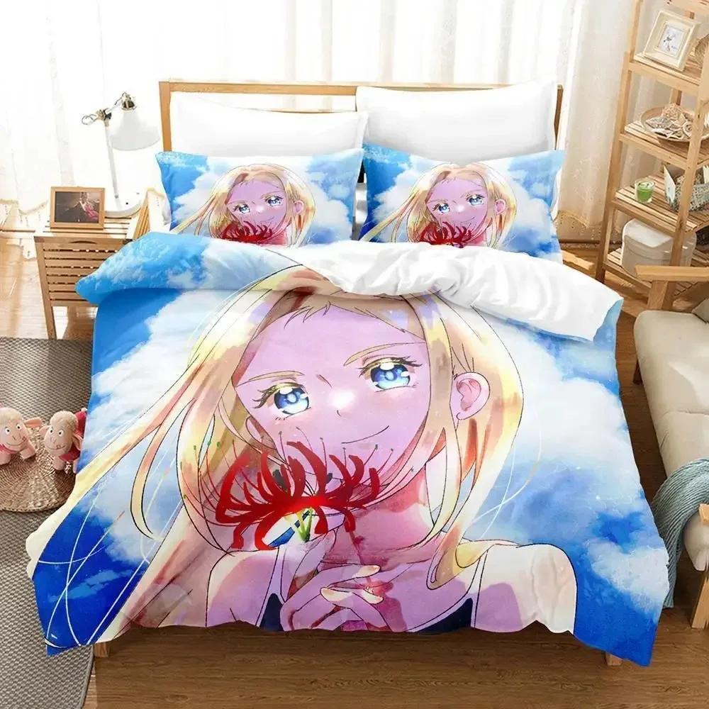 Nytt sommar-tid rendering sängklädesset tecknad anime tredelat set vuxen barn sovrum påslakanset 3D kawaii flickor enkelsängsset