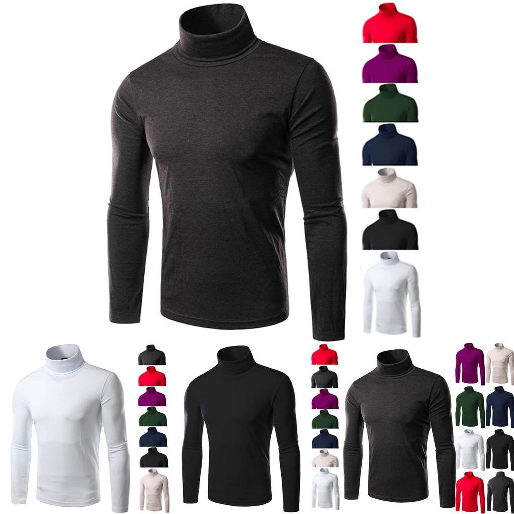 Classic Mens Slim Fit High Neck Knitted Sweater Comfortable Turtleneck Jumper
