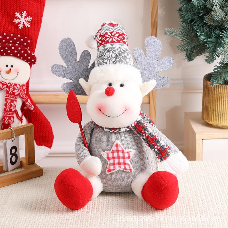Christmas Telescopic Doll Old Man Snowman Deer Fabric Toy Christmas Gift Window Decoration Ornament