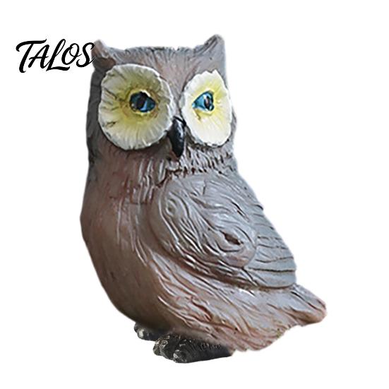 Small Animal Statues Mini Simulation Owl Resin Figurine, Lifelike Feather Texture Statue, Weather-Resistant Micro Fairy Garden Accessories Landscape