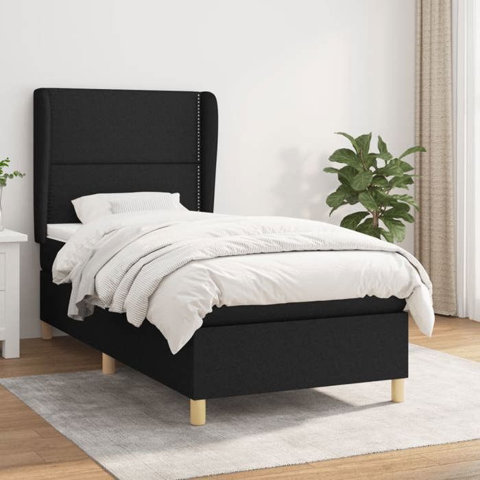 3128415 vidaXL Divan Bed with Mattress Black 90x200 Cm Fabric