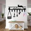 Bohemian Welcome Cat Metal Key Holder Multi Hook Wall Decor Gift for Cat Lovers