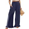 Women's Wide-leg Pants With Pockets, Comfortable Dress Pants, Women's High-waisted Business Casual Pants