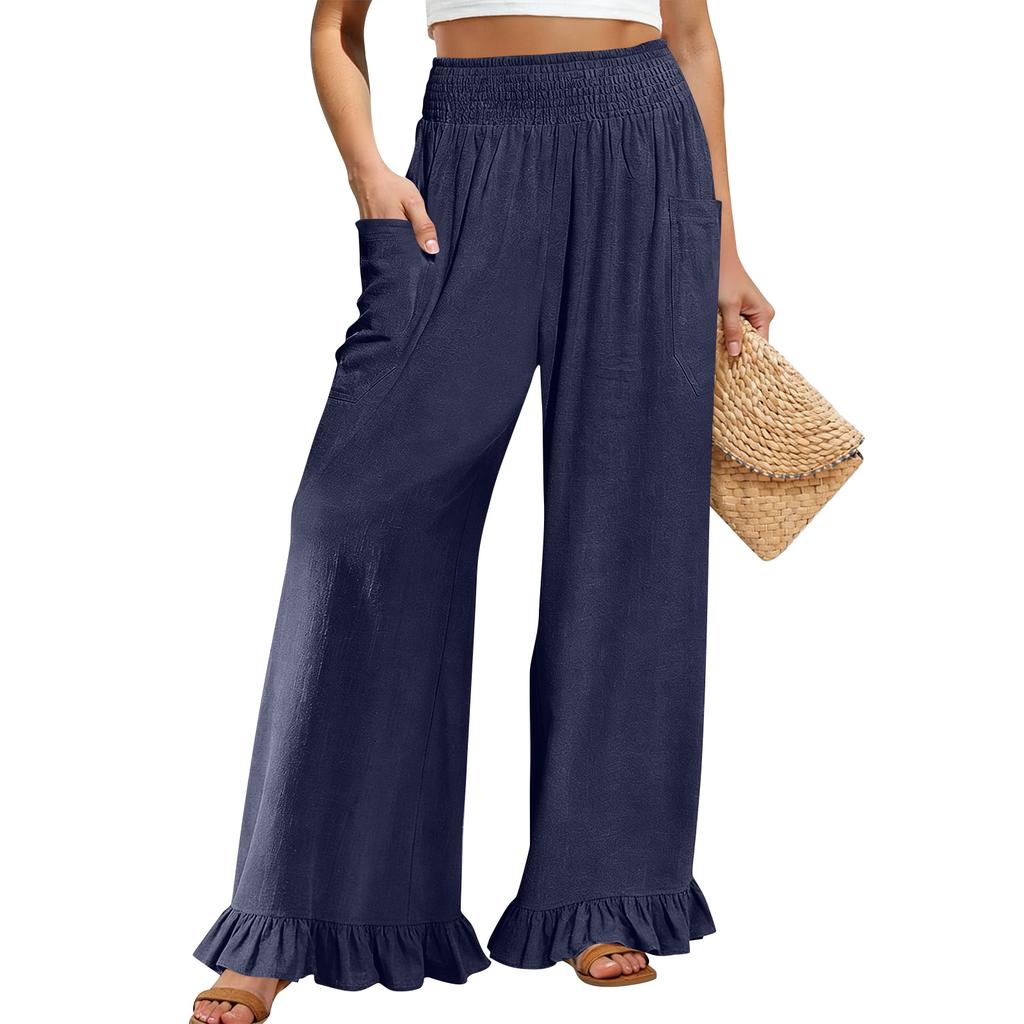 Women's Wide-leg Pants With Pockets, Comfortable Dress Pants, Women's High-waisted Business Casual Pants
