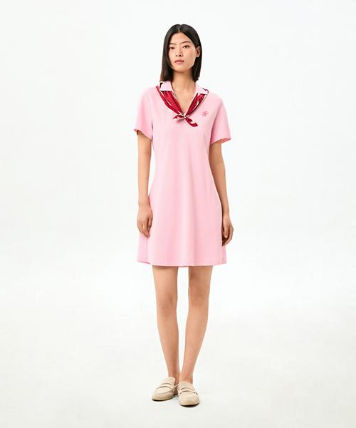 TOMMY HILFIGER Script Open Neck Polo Dress (T22G3Tdr090Wt1Tol)