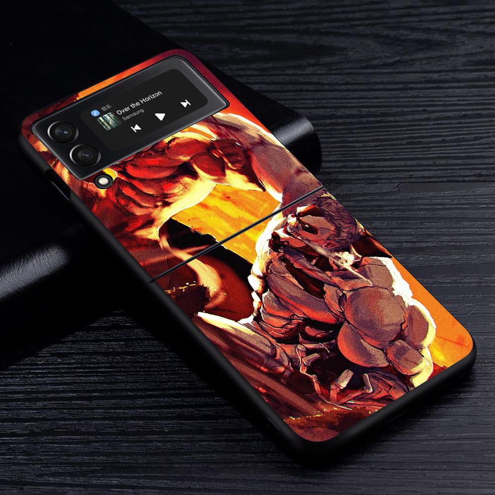 

Аниме Чехол для мобильного телефона Attack On Titan для Samsung Galaxy Z Flip3 5G Flip4 Черный Чехол Z Flip 3 Жесткий ПК Роскошный Чехол Zflip3 Funda Samsung Z Flip3 5G