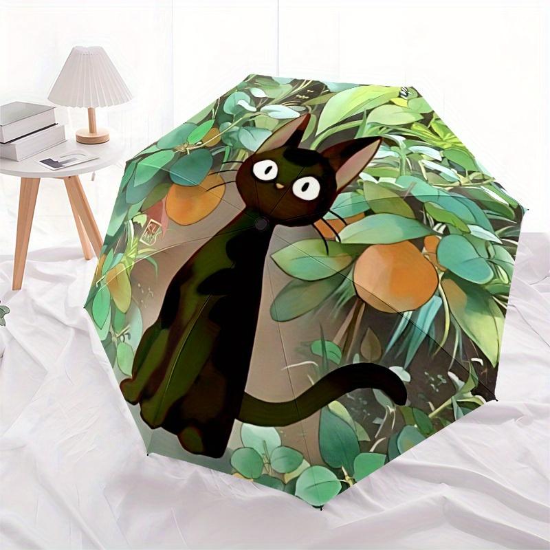 1pc Cat Garden Automatic Open/close Umbrella, 8-Rib Sturdy Structure, Portable Travel Umbrella, Parties, Everyday Use, Outdoor Accessory, Ar