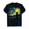 100 Cotton Starry Night Van Gogh Lover Mom Cat Dad Tshirtcouple Clothing 2025family T Golf Gift Tshirt For Unisex And Unisex