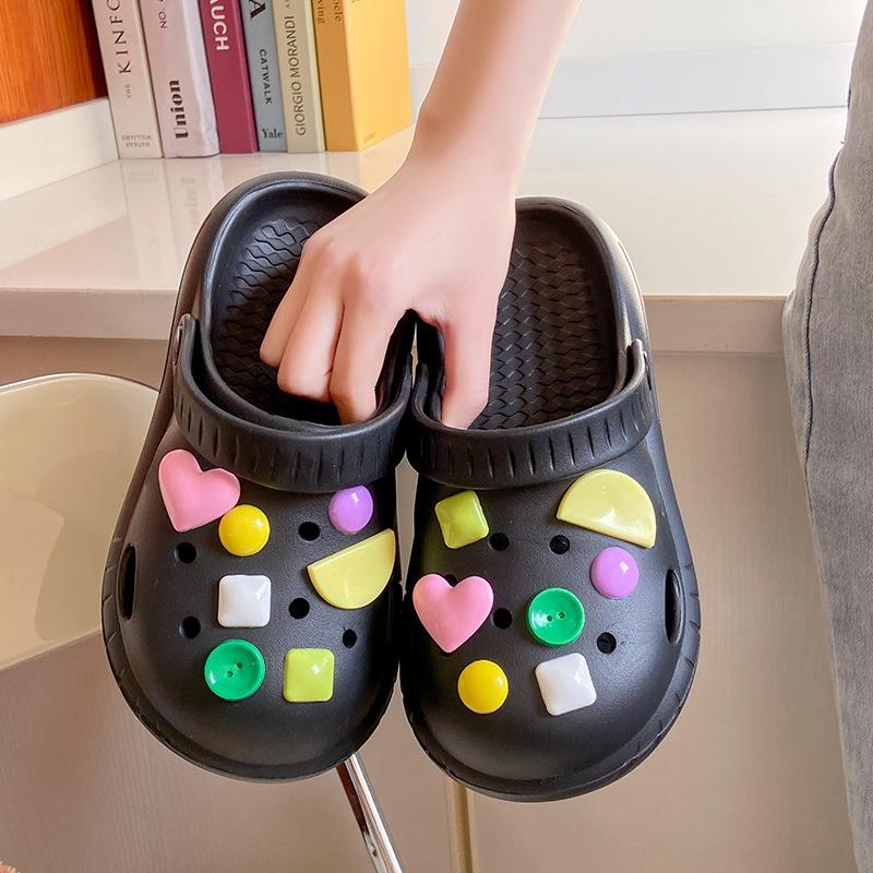 

Туфли с дырочками на толстой подошве, женская летняя одежда, мягкая подошва, нескользящая, новая пляжная сумка, полупрохладные тапочки для женщин 36/37