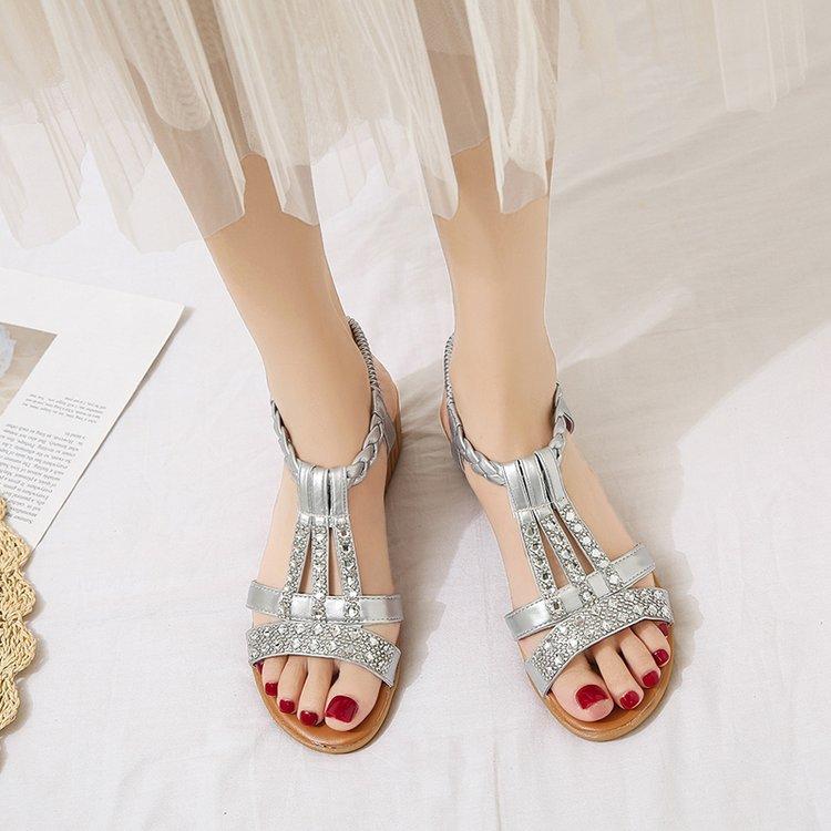 2026 New Bohemia Rhinestones Women Wedge Sandals Casual Platform Sandals Female Peep Toe  Summer Outdoor Beach Shoes