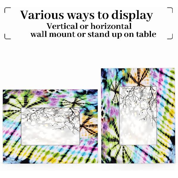 8x10 Picture Frame Tie Dye Rainbow Swirl Photo Frame for Wall and Tabletop Display Wooden Photo Picture Frame Home Decor