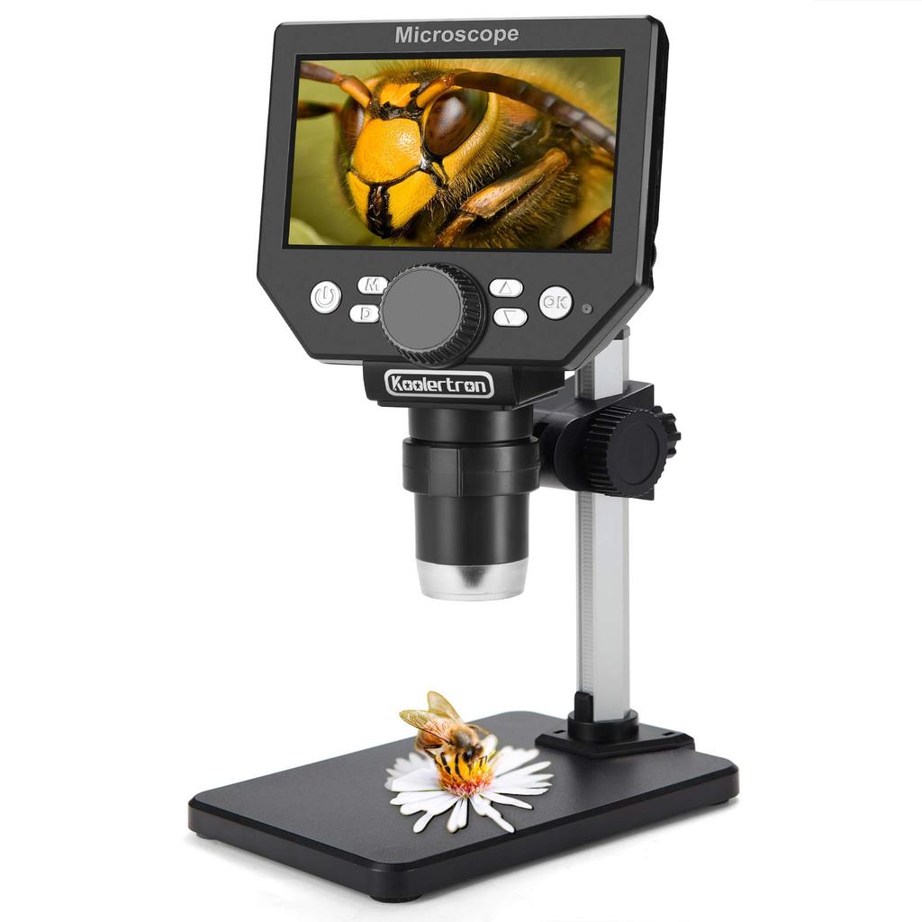 Koolertron Digital USB Microscope, 4.3-inch LCD Microscope, 8MP 1-1000X Magnification, Handheld Camera with Video Recorder, Rechargeable, 8 LED