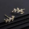 Fashionable and Luxurious Women's Leaf Branch Imitation Zircon Earring Earrings