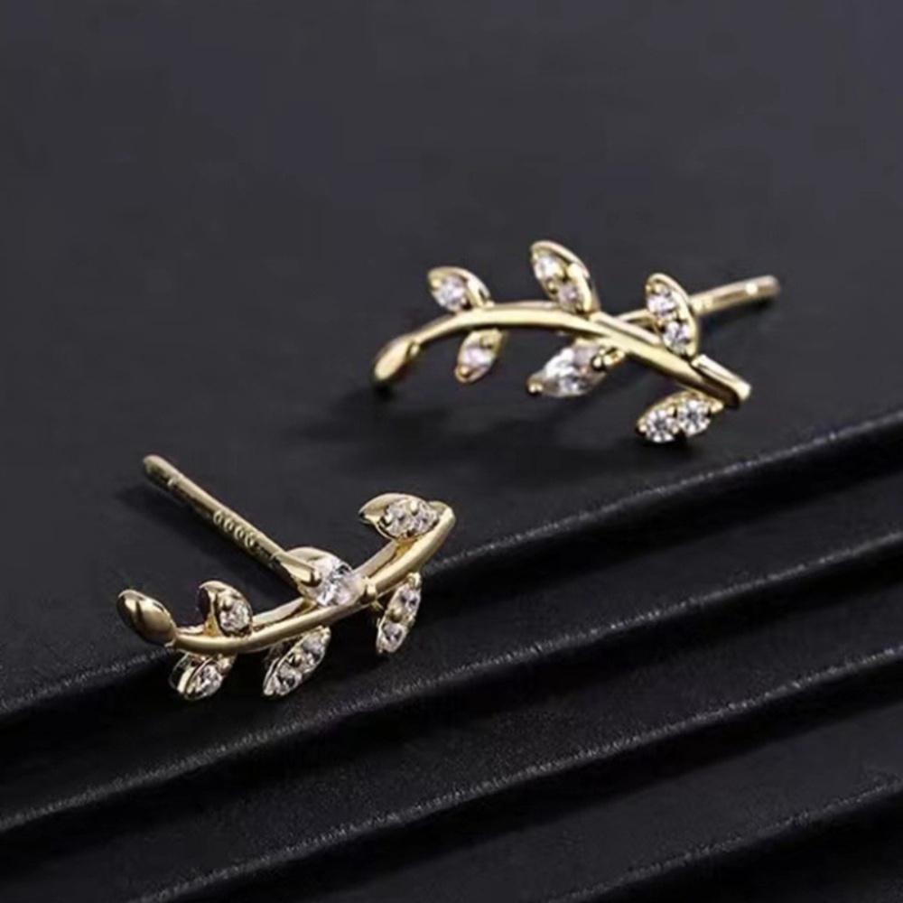 Fashionable and Luxurious Women's Leaf Branch Imitation Zircon Earring Earrings