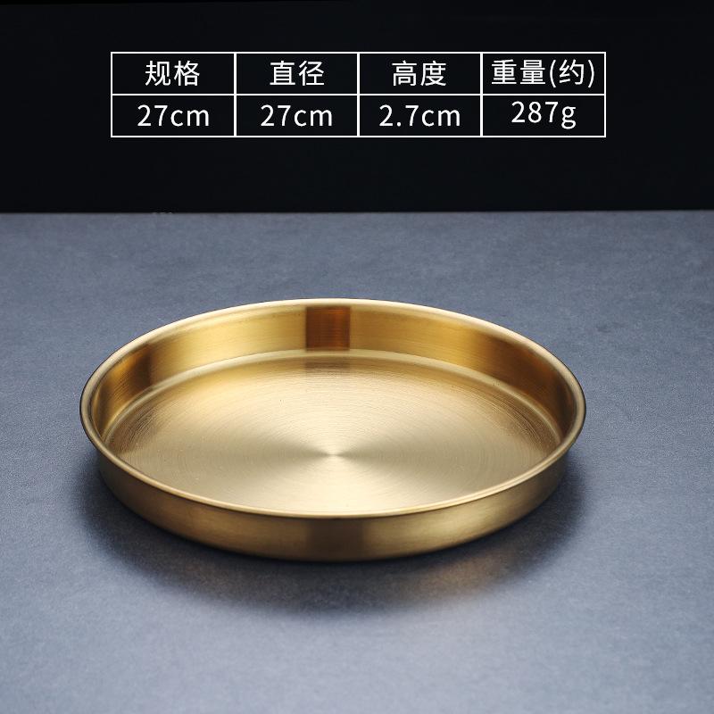 4 Sizes Deep Stainless Steel Meal Trays Round Dish Plates Barbecue Fruit Noodles Salad Mixing Dish Bowl Hotel Kitchen Tableware