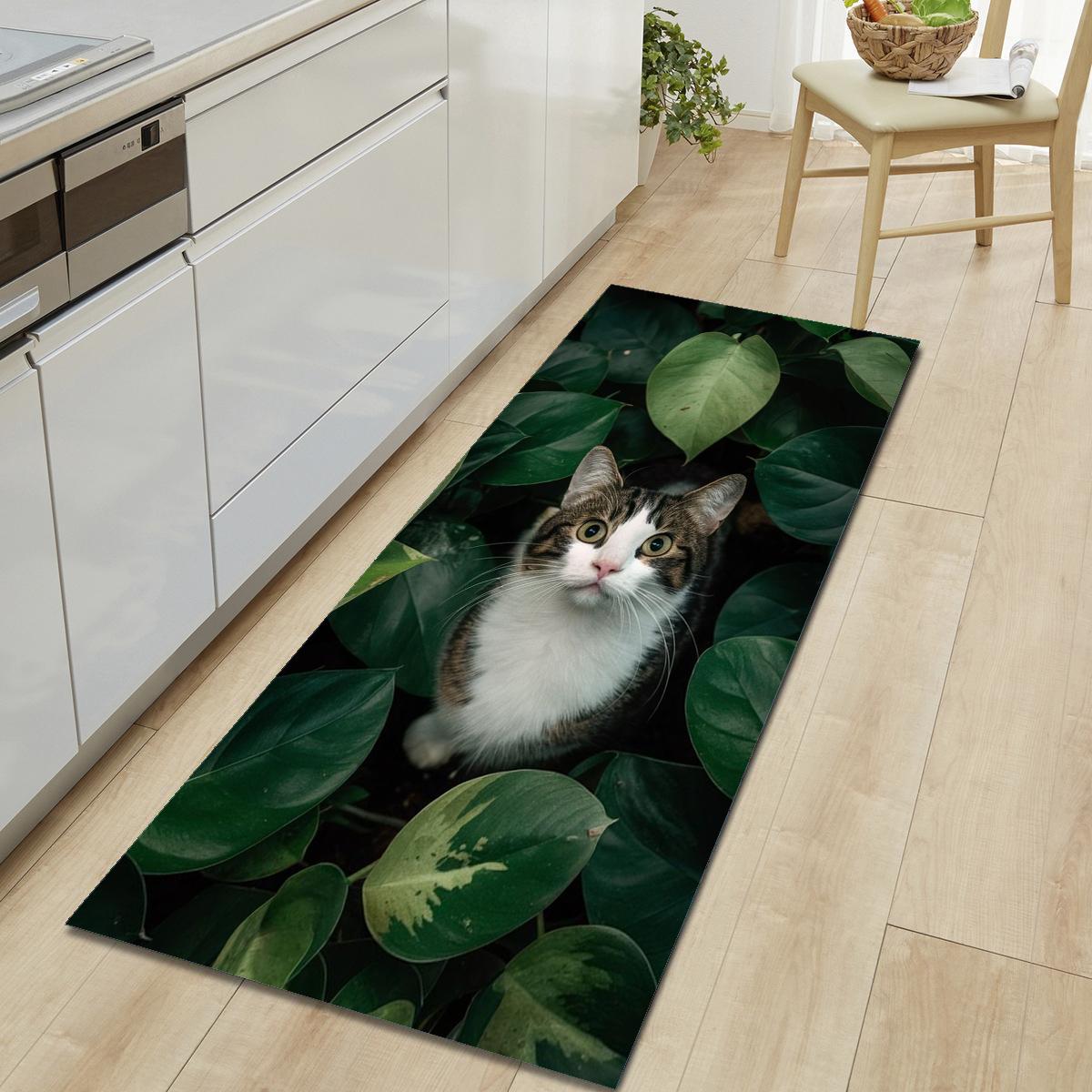 

1 шт. Милий котячий візерунок Килимок для підлоги Сучасний кухонний поліестеровий килимок Нековзкий барвистий внутрішній килимок, для домашньої ванної кімнати Спальні Декор вітальні 60*180cm