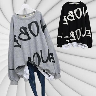 Plus Size 4XL Donna Primavera Autunno Lettera T Shirt Donna Casual Manica Lunga T-Shirt Stile Coreano Tops