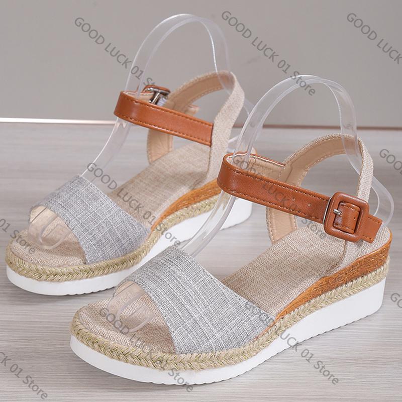Fashion 2025 Fashion Sandals Summer Shoes Women Wedge Shoes Woman Party Women's Sandals Soft Retro Footwear Female Heeled Sandals