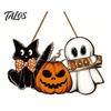 Halloween Party Favors Wooden Welcome Door Sign, Vintage Black Cat Jack-o-lantern Ghost Hanging Front Wall Showcase Decorations Decoration,