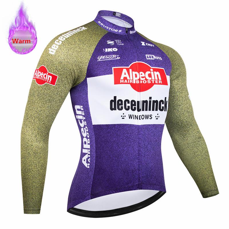 Alpecin Pro Team-Thermal Fleece Cycling Clothing Set for Men, Road, Mountain Bike, Bicycle Clothes, MTB Maillot, Winter, New