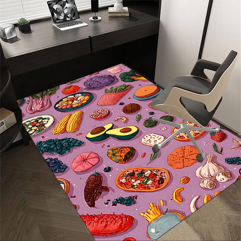 

1PC Food patterns Anti-slip carpet, suitable for Office, bedroomand playrooms. It can also be used as a sofa footrest cover-R90 60cm by 90cm