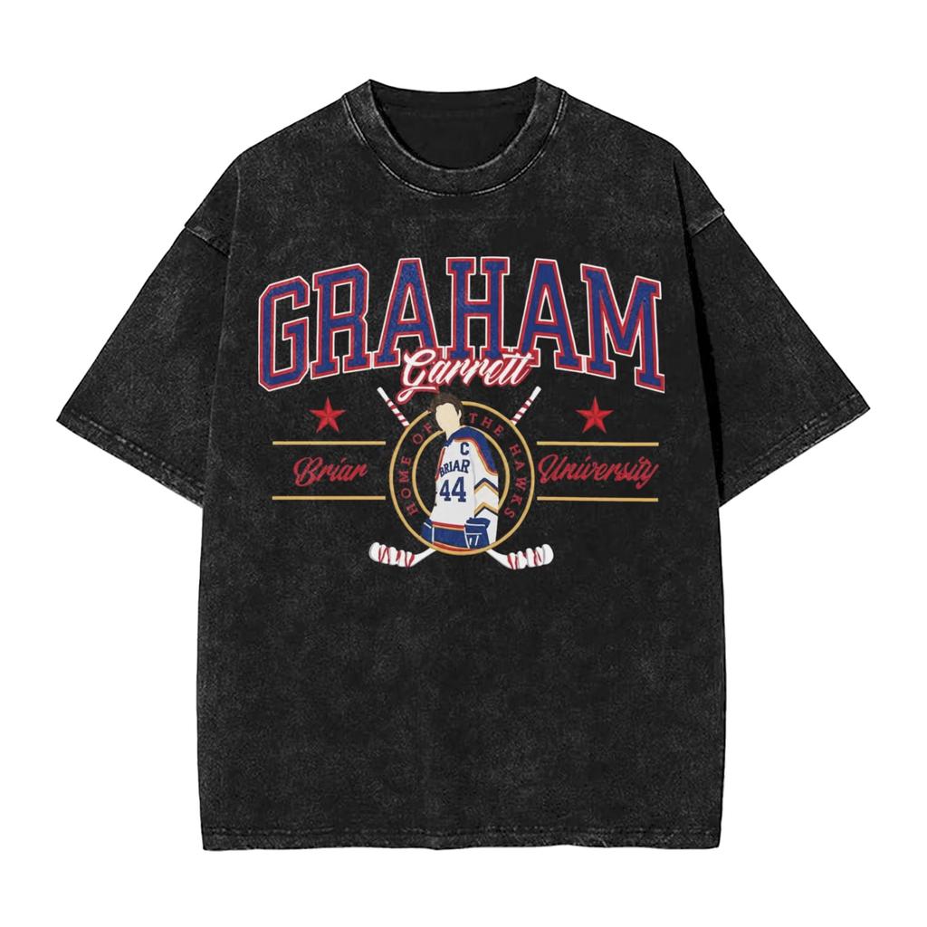 2026 Summer Fashion Trendy Tee Off Campus Briar University Hockey Washed T Shirt Streetwear Hip Hop Novelty T-Shirts Tees