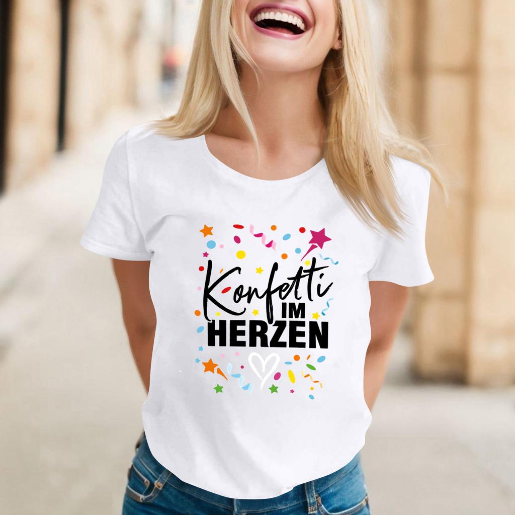 Women's Casual Printed T-Shirt Round Neck Pullover Short Sleeve Top