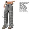 Yousheng Women Pants Casual Wide Leg Trousers Elastic Waist Adjustable Drawstring Striped Design Loose Fit Trousers Daily Wear