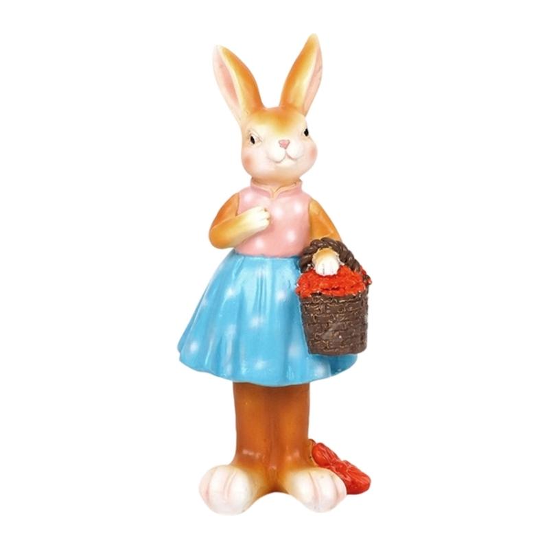 Resin Bunnies Figurine Easter Rabbit Statue Indoor Easter Decoration Modern Art Spring Home Decors,Bunnies Sculpture